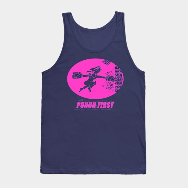 Punch First [Pink] Tank Top by streetsolo